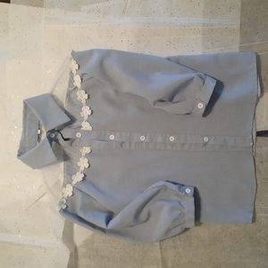 Button down top size L blue with white flowers